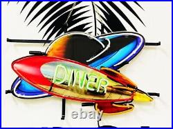 Rocket Diner Logo 20x15 Neon Light Lamp Sign With HD Vivid Printing Beer AA