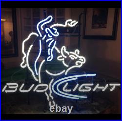 Rodeo Bull Rider Beer 24x20 Neon Light Sign Lamp Bar Wall Decor Glass