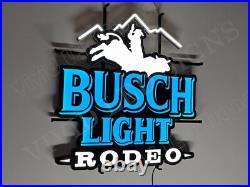 Rodeo Cowboy Bull Riding Beer 24x20 Vivid LED Neon Sign Light With Dimmer