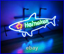 Shark Beer Sign Vintage Bar Pub Wall Neon Light Real Glass Hand Bend
