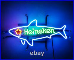 Shark Beer Sign Vintage Bar Pub Wall Neon Light Real Glass Hand Bend
