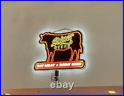 Shiner Beers Eat Meat And Drink Drink Beer OX 2D LED 20 Neon Sign Light Lamp