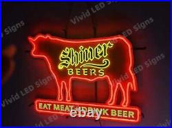 Shiner Beers Eat Meat Drink Beer 24 Vivid LED Neon Sign Light Lamp With Dimmer