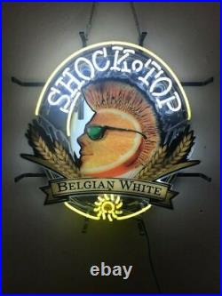 Shock Top Beer Belgian White Bar 24x20 Neon Lamp Sign Light HD Vivid Printing