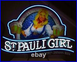 St Pauli Girl Imported German Beer Neon Light Sign 24x20 Lamp Decor Glass Bar