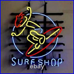 Surf Shop Surfer Open Neon Light Sign Lamp Beer Bar Wall Man Cave Decor 20x16