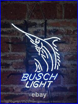 Swordfish Fish Beer Marlin 17x14 Neon Light Sign Lamp Wall Decor Glass Bar