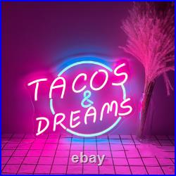 Tacos & Dreams Pink Flex LED 17x14 Neon Sign Light Lamp Beer Bar Wall Decor