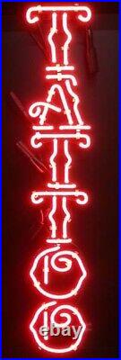 Tattoo Vertical Red 24x8 Neon Sign Lamp Light Nightlight Beer Business EY