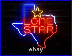 Texas Map Lone Star Real Glass Neon Sign Beer Bar Pub Light Home Decor Man Cave