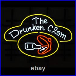 The Drunken Clam Beer Neon Sign Light Beer Bar Wall Hanging Nightlight 19x15