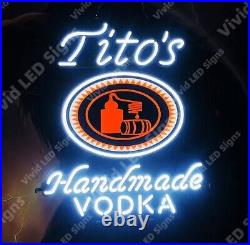 Tito's Handmade Vodka Austin Beer Vivid LED Neon Sign Light Lamp With Dimmer