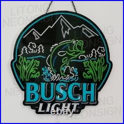 US STOCK Bass Fish Beer LED Neon Sign 14 UV HD Print Bar Club Decor With Dimmer