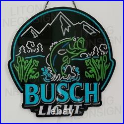 US STOCK Bass Fish Beer LED Neon Sign 14 UV HD Print Bar Club Decor With Dimmer