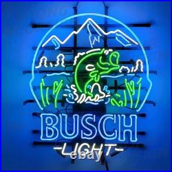 US STOCK Buschs Light Bass Fish Neon Sign 24x20 Bar Cave Store Open Decor Gift