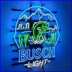 US STOCK Buschs Light Bass Fish Neon Sign 24x20 Bar Cave Store Open Decor Gift