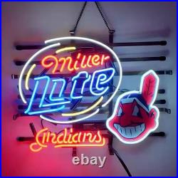 US STOCK Cleveland Go Indians Beer Neon Sign Home Bar Pub Cave Decor Glass 19x15