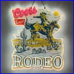 US STOCK Coors Rodeo Cowboys Beer Vivid LED Neon Sign 24 Bar Decor With Dimmer