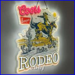 US STOCK Coors Rodeo Cowboys Beer Vivid LED Neon Sign 24 Bar Decor With Dimmer