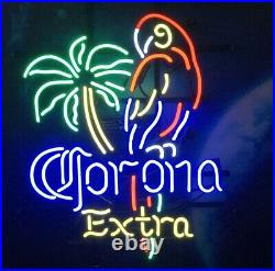 US STOCK Corona Extra Beer Parrot Palm Tree Bird 20x16 Neon Sign Light Lamp