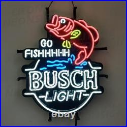 US STOCK Go Fishing Bvsch Light Beer Neon Sign Lamp Bar Cave Decor Gift 24x20