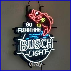 US STOCK Go Fishing Bvsch Light Beer Neon Sign Lamp Bar Cave Decor Gift 24x20