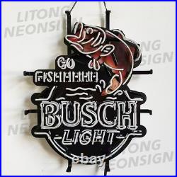 US STOCK Go Fishing Bvsch Light Beer Neon Sign Lamp Bar Cave Decor Gift 24x20