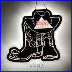 US STOCK Hats And Boots Coors Beer LED Neon Sign 19 Bar Club Decor With Dimmer