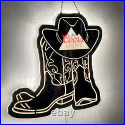 US STOCK Hats And Boots Coors Beer LED Neon Sign 19 Bar Club Decor With Dimmer