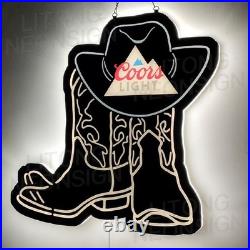 US STOCK Hats And Boots Coors Beer LED Neon Sign 19 Bar Club Decor With Dimmer