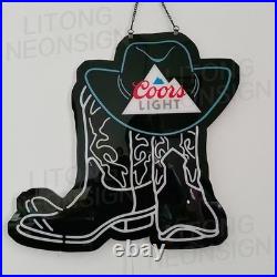 US STOCK Hats And Boots Coors Beer LED Neon Sign 19 Bar Club Decor With Dimmer