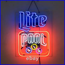 US STOCK Lite Pool Beer Neon Signs 19x15 Beer Bar Man Cave Pool Room Wall Decor