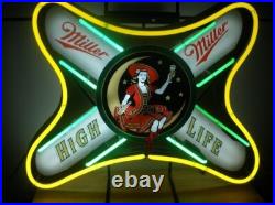 US STOCK Miller High Life Girl Miller Lite Beer 20x16 Neon Sign Lamp Light Pub