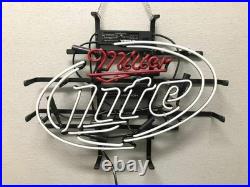 US STOCK Miller Lite Beer 17x14 Neon Sign Lamp Light Bar Open Real Glass Gift