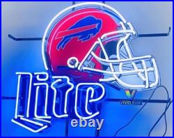 US STOCK Miller Lite Beer Buffalo Bills Helmet 20x16 Neon Sign Lamp Light Gift