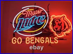 US STOCK Miller Lite Beer Cincinnati Bengals 20x16 Neon Sign Lamp Light Gift