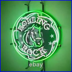 US STOCK Rolling Rock Beer Neon Signs 19x15 Beer Bar Man Cave Store Decor Gift