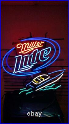 US Stock Speed-boat Beer Neon Sign Bar Sport Pub Glass Decor Artwork Gift 24x20