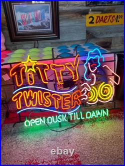 US Stock Titty Twister Open Dusk Till Dawn Neon Light Sign Bar Pub Decor 24x20