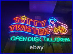 US Stock Titty Twister Open Dusk Till Dawn Neon Light Sign Lamp Wall Decor 24x16
