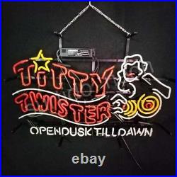 US Stock Titty Twister Open Dusk Till Dawn Neon Light Sign Lamp Wall Decor 24x16