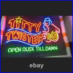US Stock Titty Twister Open Dusk Till Dawn Neon Light Sign Night Display 24x18