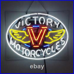 US Stock Victory Motor Neon Light Sign 19x15 Lamp Bar Man Cave Beer Artwork