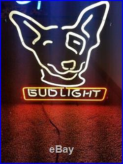 (VTG) 1980s bud light beer spuds Mackenzie dog head neon light up sign rare