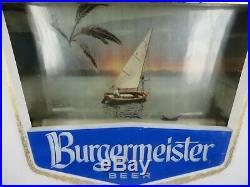 VTG BURGERMEISTER BEER MOTION LIGHTED SIGN CA SAILING couple Palm Neon Products