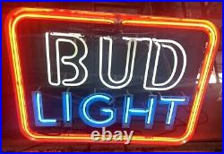 Vintage 90's Bud Light Beer Neon Sign 21x27 Works Budweiser (8107)