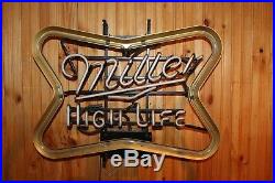 Vintage Authentic Miller High Life Neon Beer Sign Bar Tavern Lounge