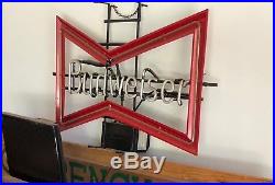 Vintage BUDWEISER Beer Bow Tie Neon Bar Advertising Sign RARE