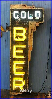 Vintage Cold Beer Neon Sign Tall Shipping Available