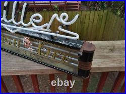 Vintage Miller High Life Beer Art Deco Reverse Painted Glass Neon Sign
